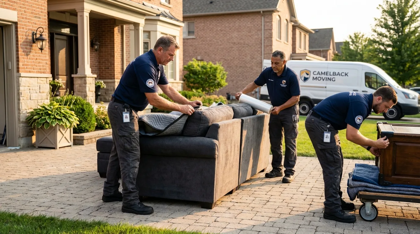 Large estate moving crew wrapping furniture in Danville, AR