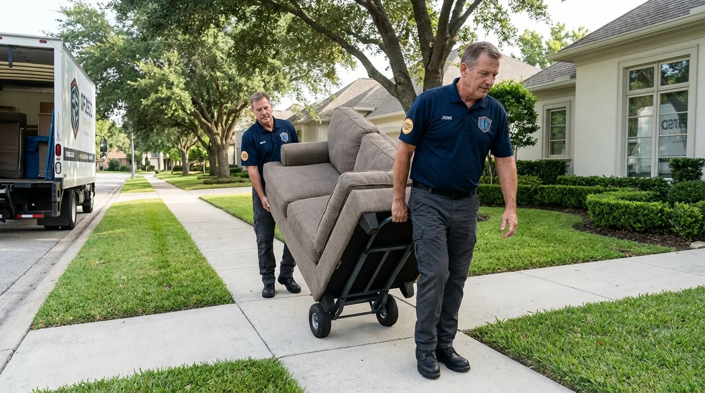 Local residential moving crew loading furniture in Danville, AR