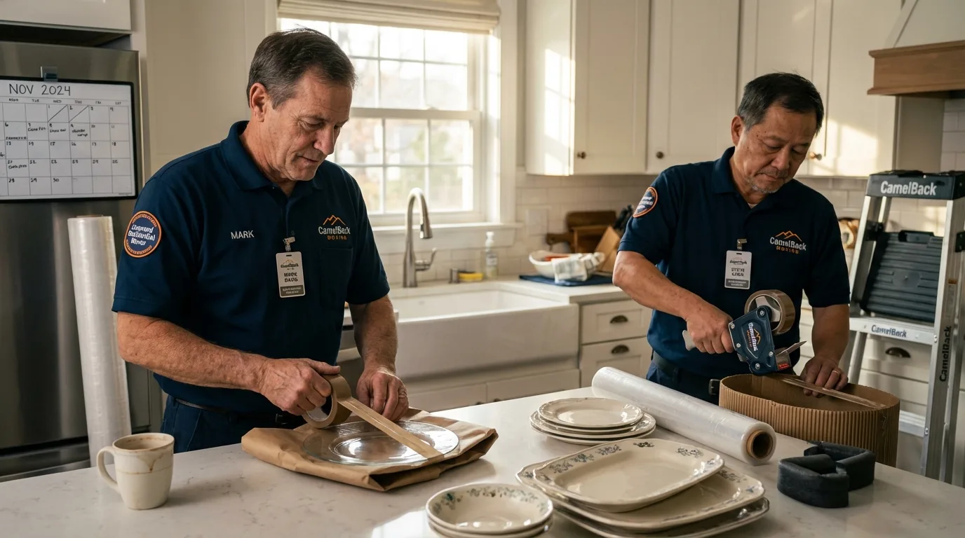 Professional crew packing kitchen dishware in Danville, AR